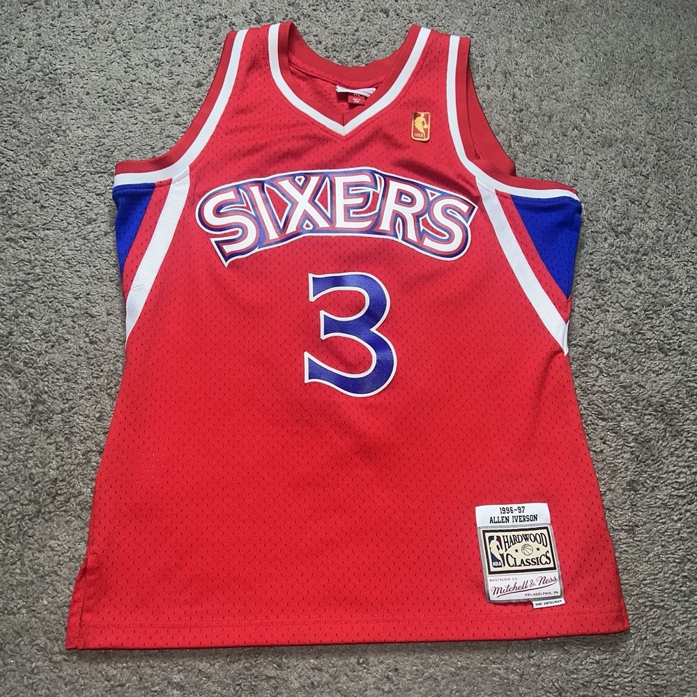 Mitchell & Ness Philadelphia 76ers Allen Iverson Red Rookie Jersey Size Medium
